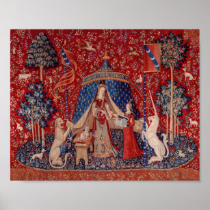 Lady and Unicorn Mediaeval Tapestry Desire Poster