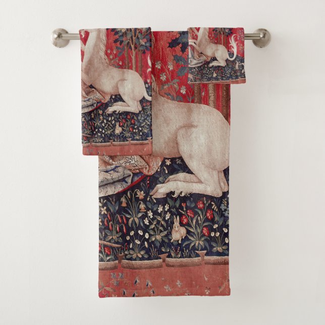 Lady and Unicorn Mediaeval Tapestry Sight Bath Towel Set (Insitu)