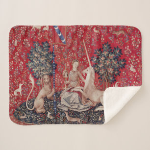Lady and Unicorn Mediaeval Tapestry Sight Sherpa Blanket