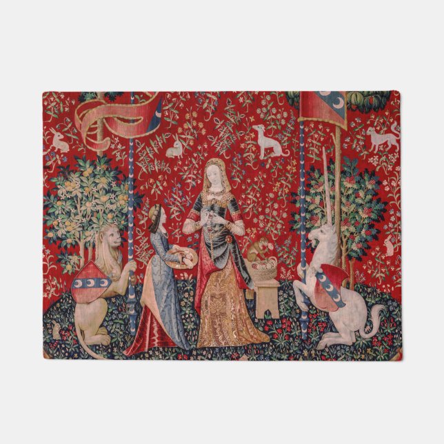 Lady and Unicorn Mediaeval Tapestry Smell Doormat (Front)