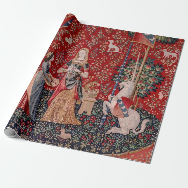 Lady and Unicorn Mediaeval Tapestry Smell Wrapping Paper (Unrolled)