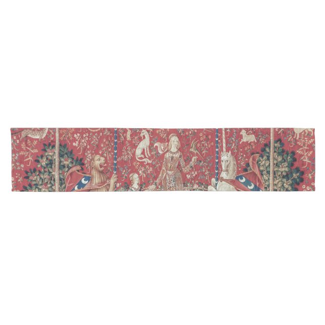 Lady and Unicorn Mediaeval Tapestry Taste Short Table Runner (Horizontal)