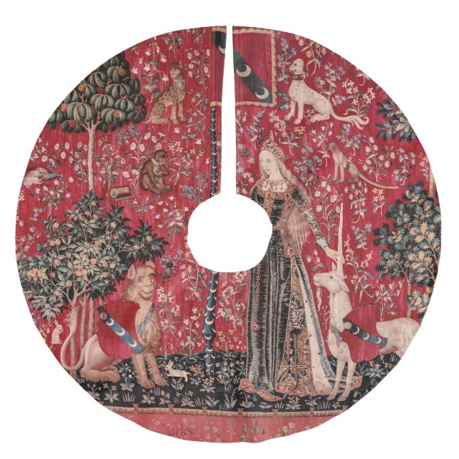 Lady and Unicorn Mediaeval Tapestry Touch Brushed Polyester Tree Skirt (Front)