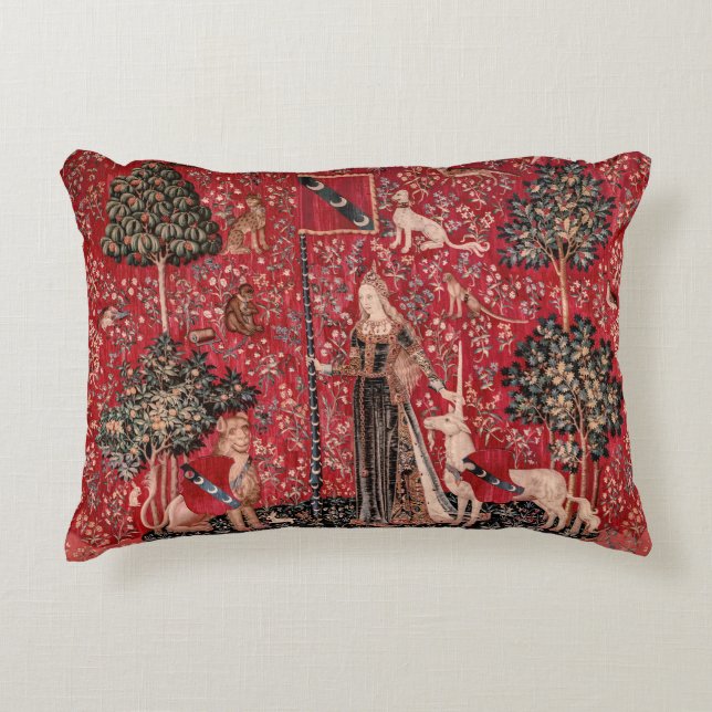 Lady and Unicorn Mediaeval Tapestry Touch Decorative Cushion (Front)