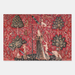 Lady and Unicorn Mediaeval Tapestry Touch Wrapping Paper Sheet
