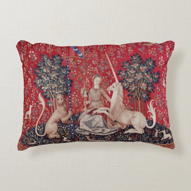 Lady and Unicorn Medieval Tapestry Sight Decorative Cushion (Front)