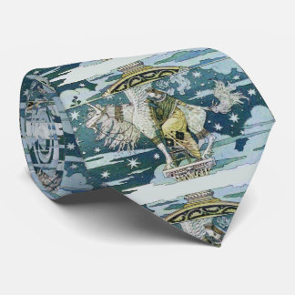 LADY AND UNICORN PEGASUS IN BLUE STARRY SKY TIE