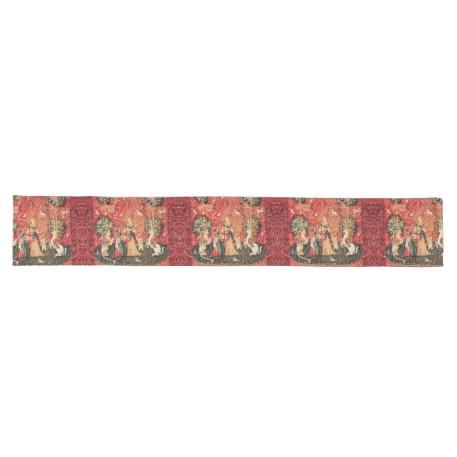 LADY AND UNICORN Smell, Lion,Flowers,Animals Long Table Runner (Horizontal)