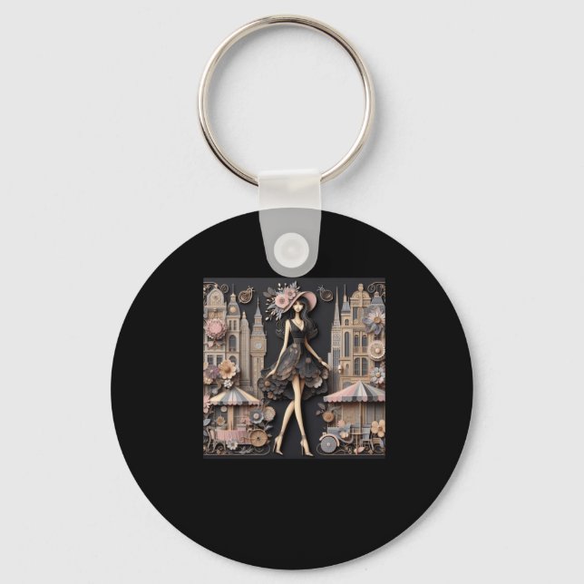 Lady Art # 2 Sticker  Key Ring (Front)