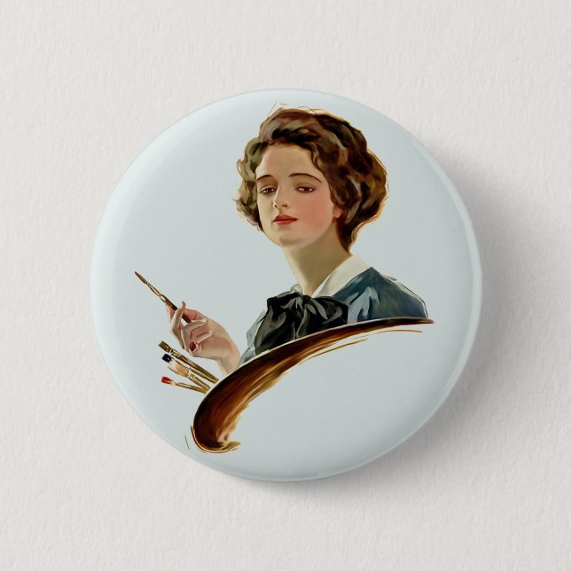 Lady Artist 6 Cm Round Badge (Front)