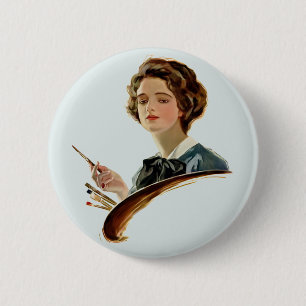 Lady Artist 6 Cm Round Badge