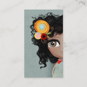 Lady Beautiful Brown Eye Hair Grunge Business Card