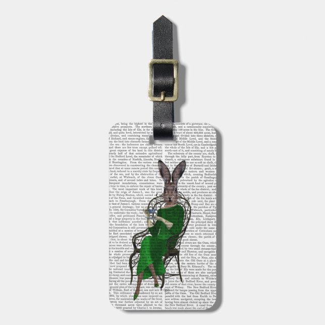 Lady Bella Rabbit Taking Tea 2 Luggage Tag (Front Vertical)