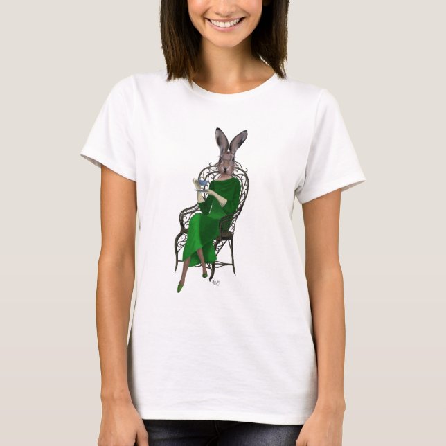 Lady Bella Rabbit Taking Tea 2 T-Shirt (Front)