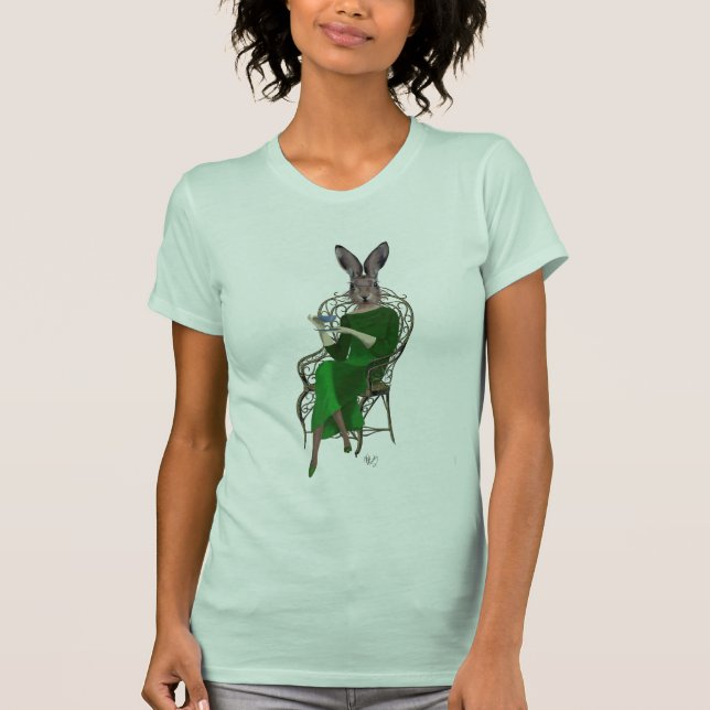Lady Bella Rabbit Taking Tea 4 T-Shirt (Front)