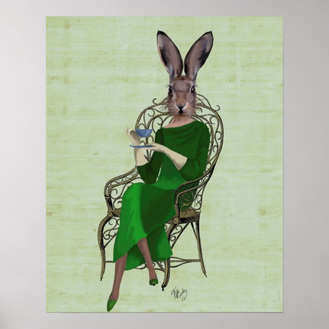 Lady Bella Rabbit Taking Tea Poster (Front)