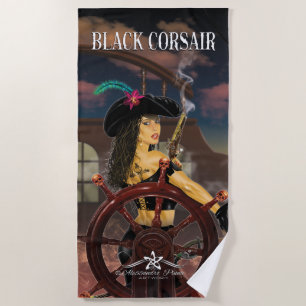 Lady Black Corsair Beach Towel
