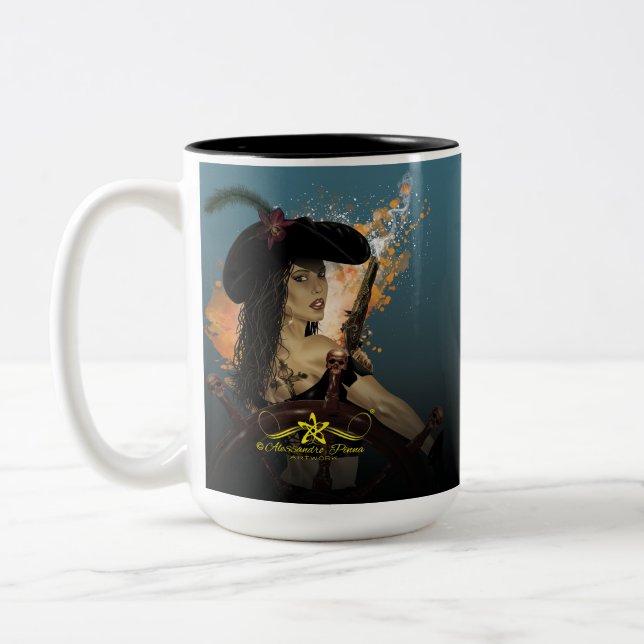 Lady Black Corsair Two-Tone Coffee Mug (Left)