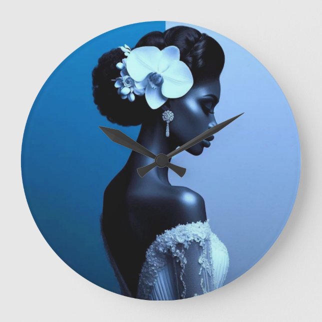 Lady Blue Wall Clock Alicia C Lacy Art (Front)