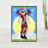 Lady Bodybuilder Merry Christmas Card