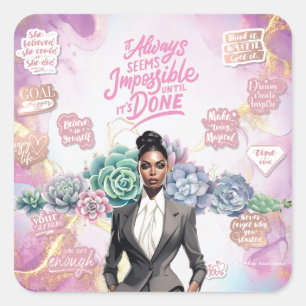 Lady Boss Motivational Achievement Square Sticker