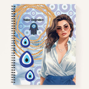 Lady Boss Turkish evil eye, good luck business  Notebook