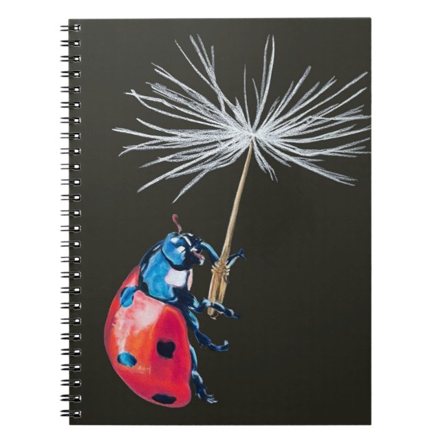 Lady Bug and Dandelion Seed spiral bound notebook (Front)