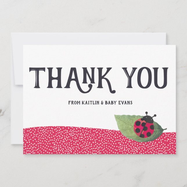 Lady Bug Baby Shower Thank You Card (Front)