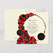 Lady Bug-Bird-Baby shower-Theme party invitation