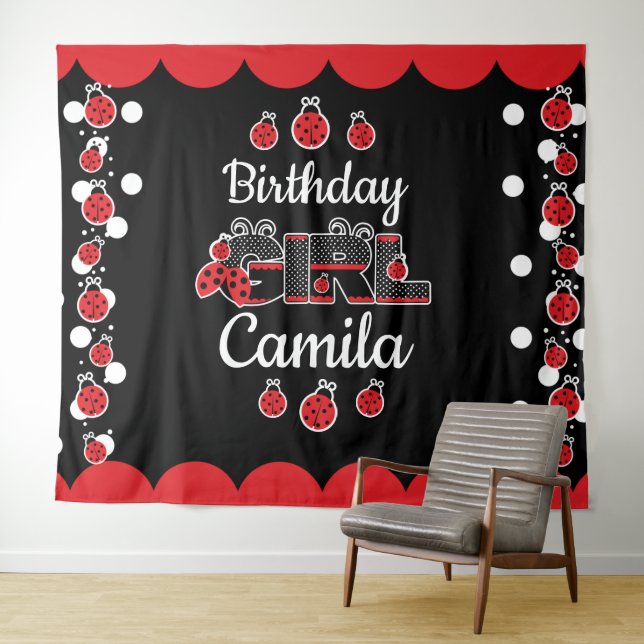 lady bug birthday Girl custom designs Tapestry (In Situ (Horizontal))