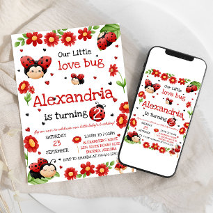 Lady Bug Birthday Invitation