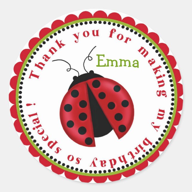 Lady Bug Birthday Stickers (Front)