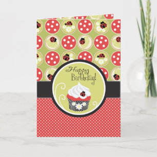 Lady Bug & Cupcake Birthday Card