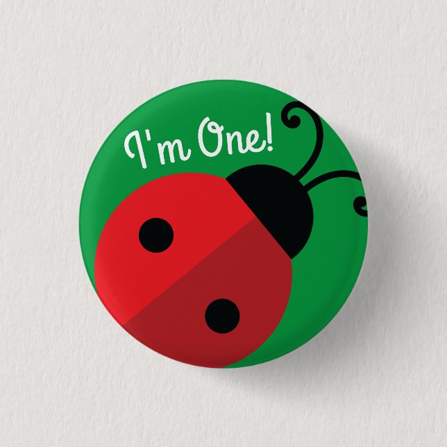 Lady Bug Cute 1st Birthday Party 3 Cm Round Badge (Front)