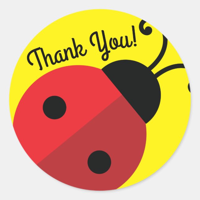 Lady Bug Cute 1st Birthday Party Classic Round Sticker (Front)