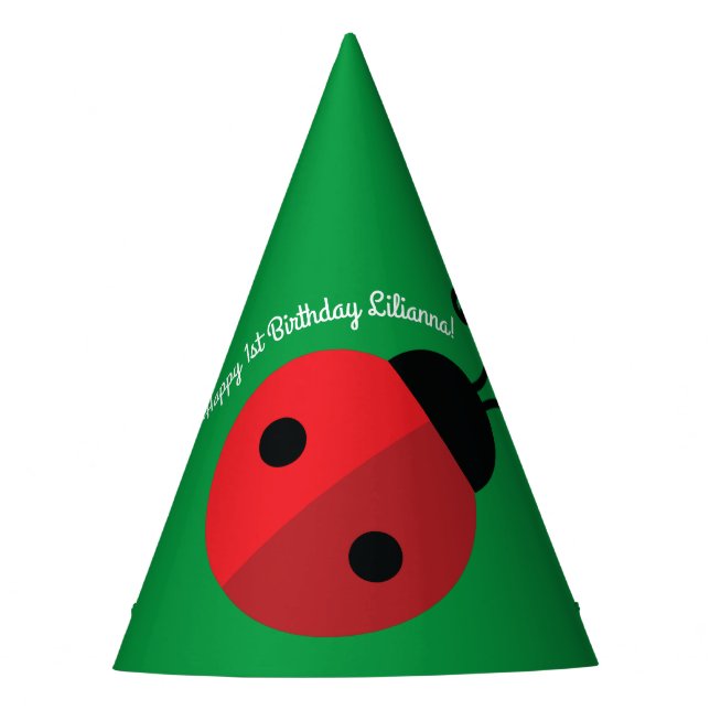 Lady Bug Cute 1st Birthday Party Hat (Front)