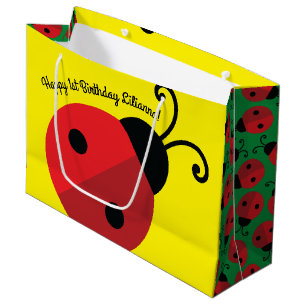Lady Bug Cute 1st Birthday Party Large Gift Bag