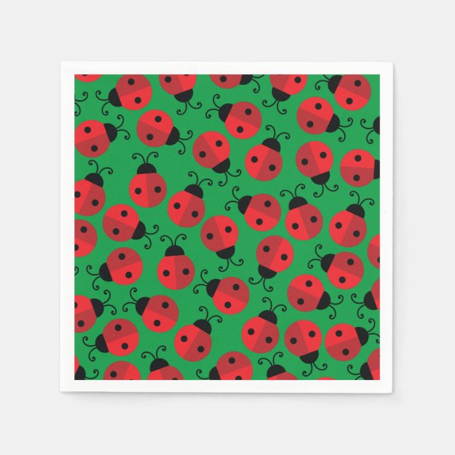 Lady Bug Cute 1st Birthday Party Napkin (Front)