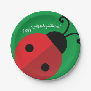 Lady Bug Cute 1st Birthday Party Paper Plate