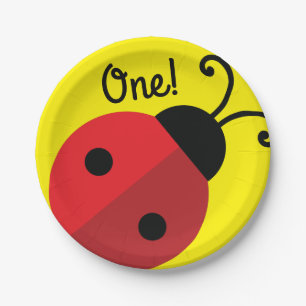 Lady Bug Cute 1st Birthday Party Paper Plate