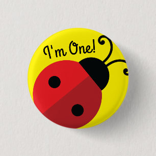 Lady Bug Cute Kid's 1st Birthday Party 3 Cm Round Badge