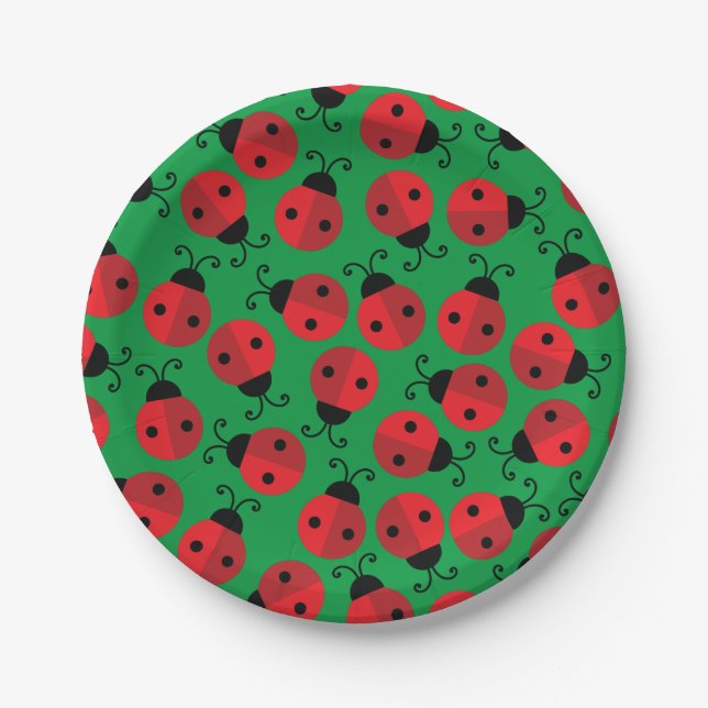 Lady Bug Cute Kid's 1st Birthday Party Paper Plate (Front)