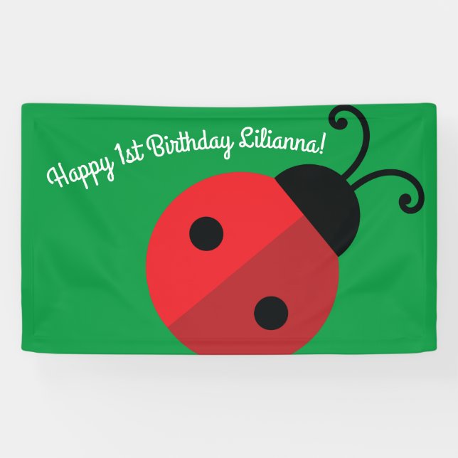 Lady Bug Cute Kid's Ladybug Birthday Party Banner (Horizontal)