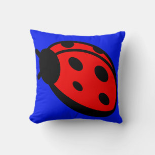 Lady Bug Dark Blue Throw Pillow