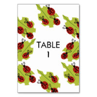 Lady Bug Drawing Birthday Table Card