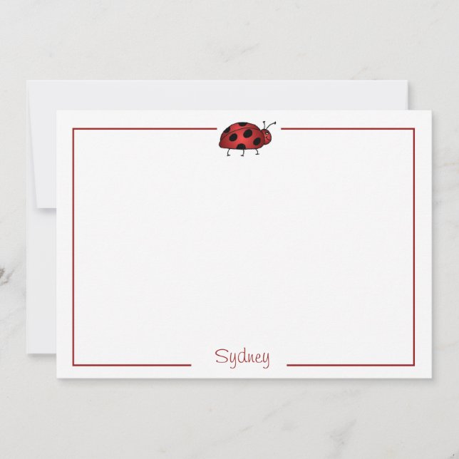 Lady Bug Flat Note Card Stationery (#FLAT 009) (Front)
