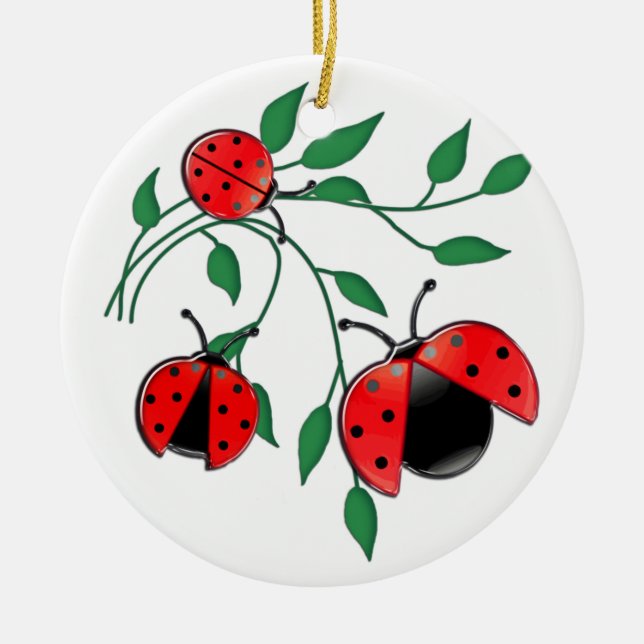 Lady Bug, Lady Bugs Ceramic Tree Decoration (Front)