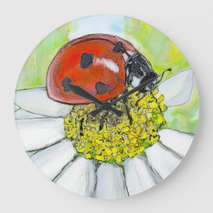 Lady Bug on A Daisy Large Clock