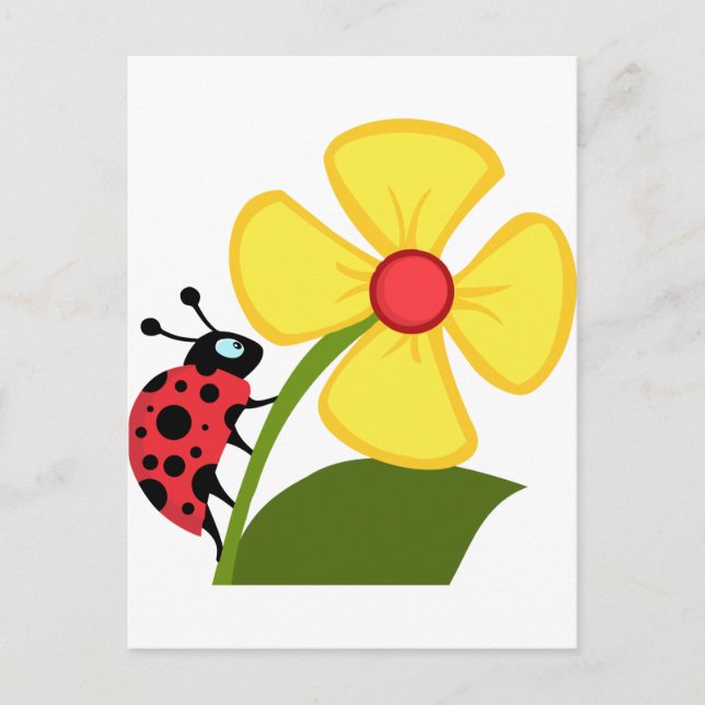 Lady Bug on Yellow Flower Postcard (Front)