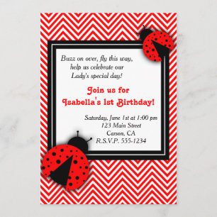 Lady Bug Party Invitations